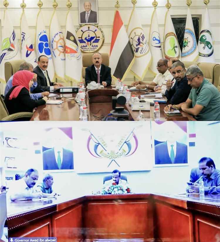 اجتماع لوزارة النقل والسلطة المحلية بشبوة تناقشان استكمال إجراءات اعتماد مشروع ميناء قنا