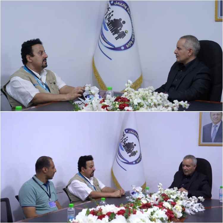 وزير الشؤون الاجتماعية والعمل يبحث مع UNOPS تعزيز التعاون في المشاريع الاجتماعية والخدمية
