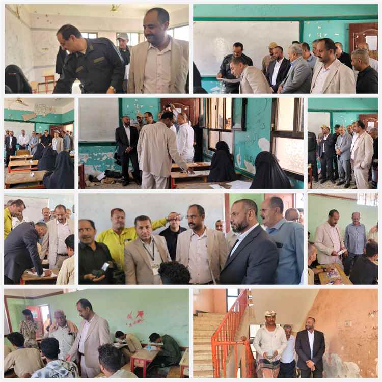 المحافظ القبّة ومدير التربية الحنق والمدير الشاعري يدشنان امتحانات الشهادة الثانوية العامة بمديرية قعطبة